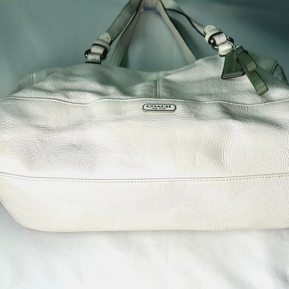 Coach Vermillion Park Kathryn Triple Zip White Soft Pebble Leather Satchel Bag